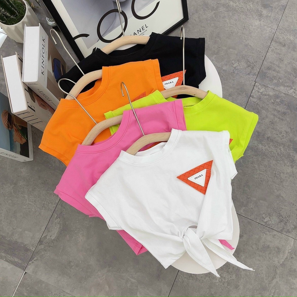 Áo Thun Bé Gái - Áo Croptop Buộc Dây Bé Gái xinh xắn - Size từ 9 - 33kg