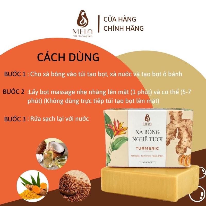 Xà Bông Nghệ Tươi Mela - Natural Organic Soap