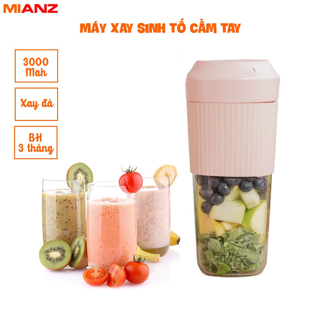 Máy xay sinh tố cầm tay blender 2-4-6 lưỡi dao - Pin 3000MAh, 50W - Bảo hành 3 tháng - MIANZ STORE