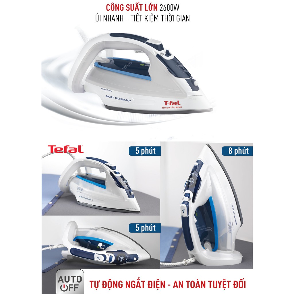 [Mã ELTF12 giảm 10% đơn 500K] Bàn ủi hơi nước - TEFAL - FV4980E0