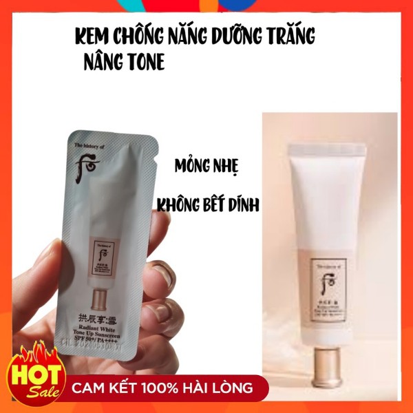Kem chống nắng Whoo Radiant White Tone Up Sunscreen Spf50+/pa++++ dưỡng trắng, nâng tone | BigBuy360 - bigbuy360.vn