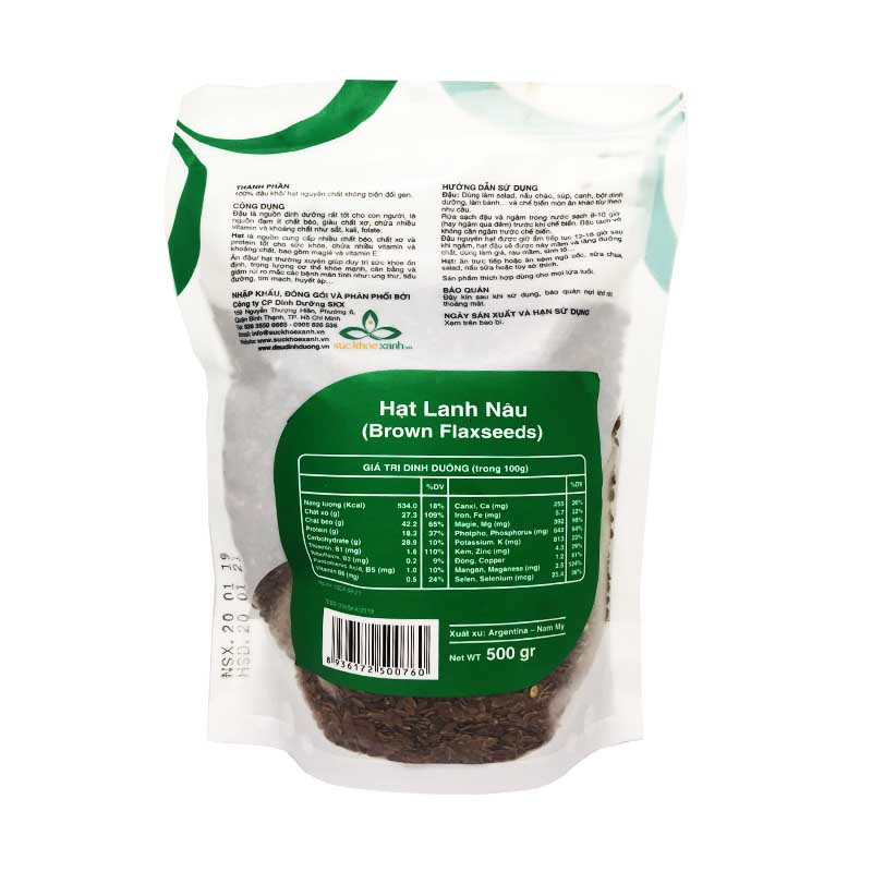 Hạt Lanh nâu túi 500g nhập khẩu từ Ấn Độ