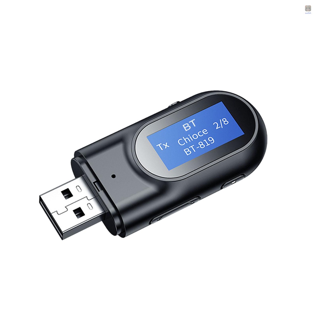 Bộ Thu Tín Hiệu Âm Thanh BT-17 USB BT5.0 Màn Hình LCD 3.5mm AUX Không Dây Cho Loa TV/Xe Hơi