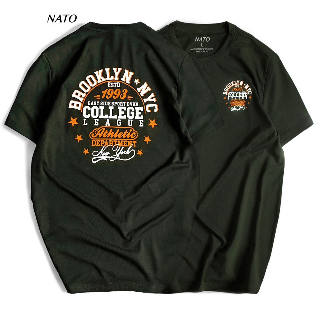 Áo Thun Cổ Tròn Nam BROOKLYN Vải Cotton Cao Cấp Basic Đẹp Phông Tay Ngắn Xanh Màu Rêu Đen Navy Trơn Họa Tiết NATO