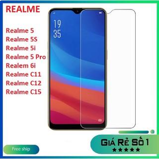 Kính cường lực Realme C21Y/ C25Y Realme 5/ 5i/ 5S/ 5 Pro/ Realme 6i/ Realme C11/ C12/ C15 trong suốt không full màn hình