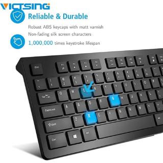 [HOT] VICTSING Upgrade Wired Computer USB Keyboard with 104 Keys Foldable Stands