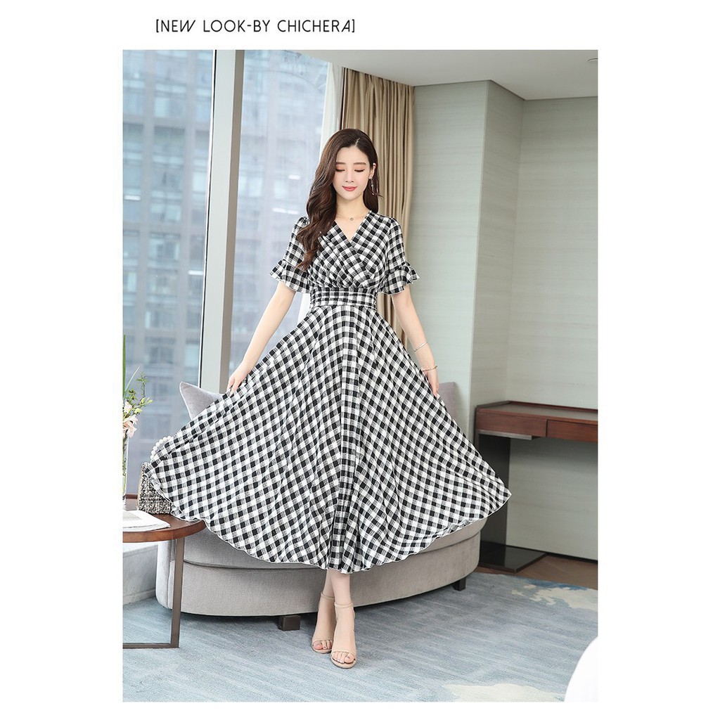 [Mã WARN60 hoàn 15% xu đơn 300k] Váy Đẹp Đầm Dáng Xoè Caro| Váy Dáng Xòe Đầm Công Sở | BigBuy360 - bigbuy360.vn