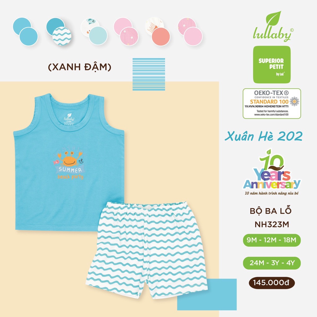 Bộ Lullaby ba lỗ petit siêu mềm mịn nhẹ cao cấp thoáng mát in hình thú cưng cho bé trai bé gái NH604 Nh312M NH323M