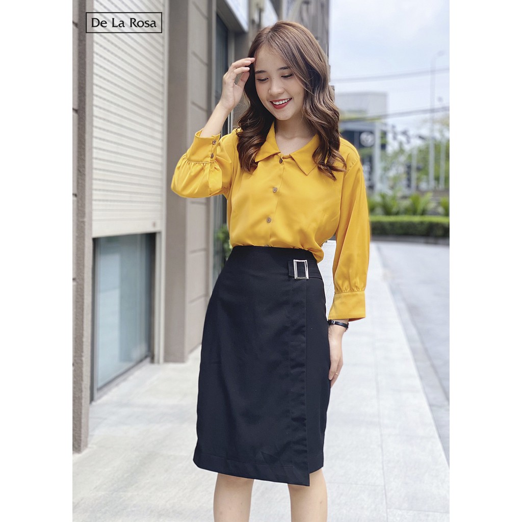 [Mã WABRLOW5 giảm 15% đơn 300K] Chân váy đen dài đắp vạt đính phụ kiện - De La Rosa | BigBuy360 - bigbuy360.vn