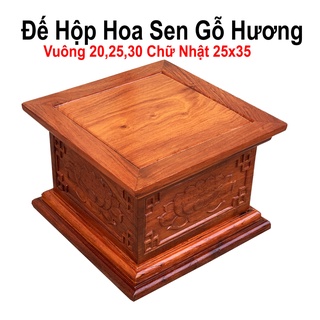 Đế vuông hoa sen,kỷ đôn chữ nhật trạm sen gỗ hương cao 17cm mặt 20,25,30,dài 35 rộng 25