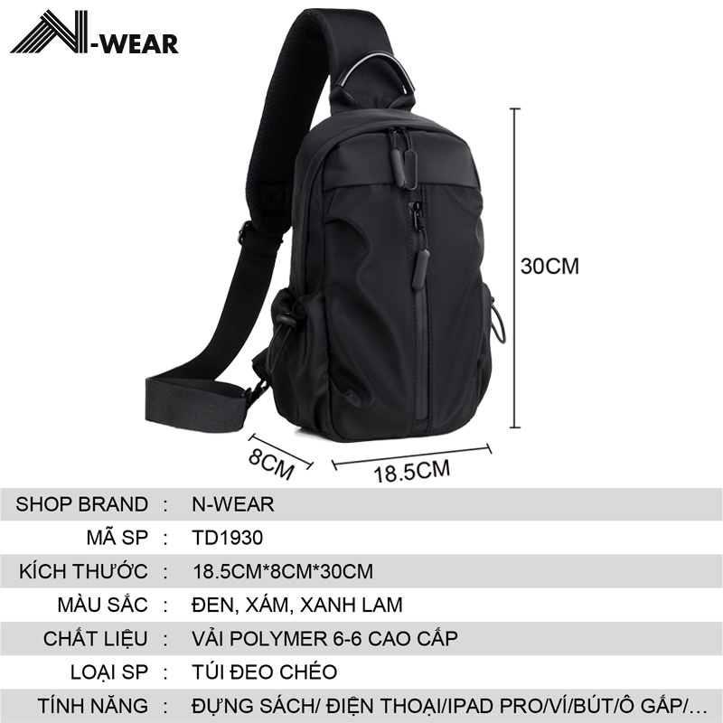 Túi đeo chéo nam cao cấp cỡ lớn Hàn Quốc chống nước, Túi nam đeo chéo đi học, đi chơi, dã ngoại TD1930