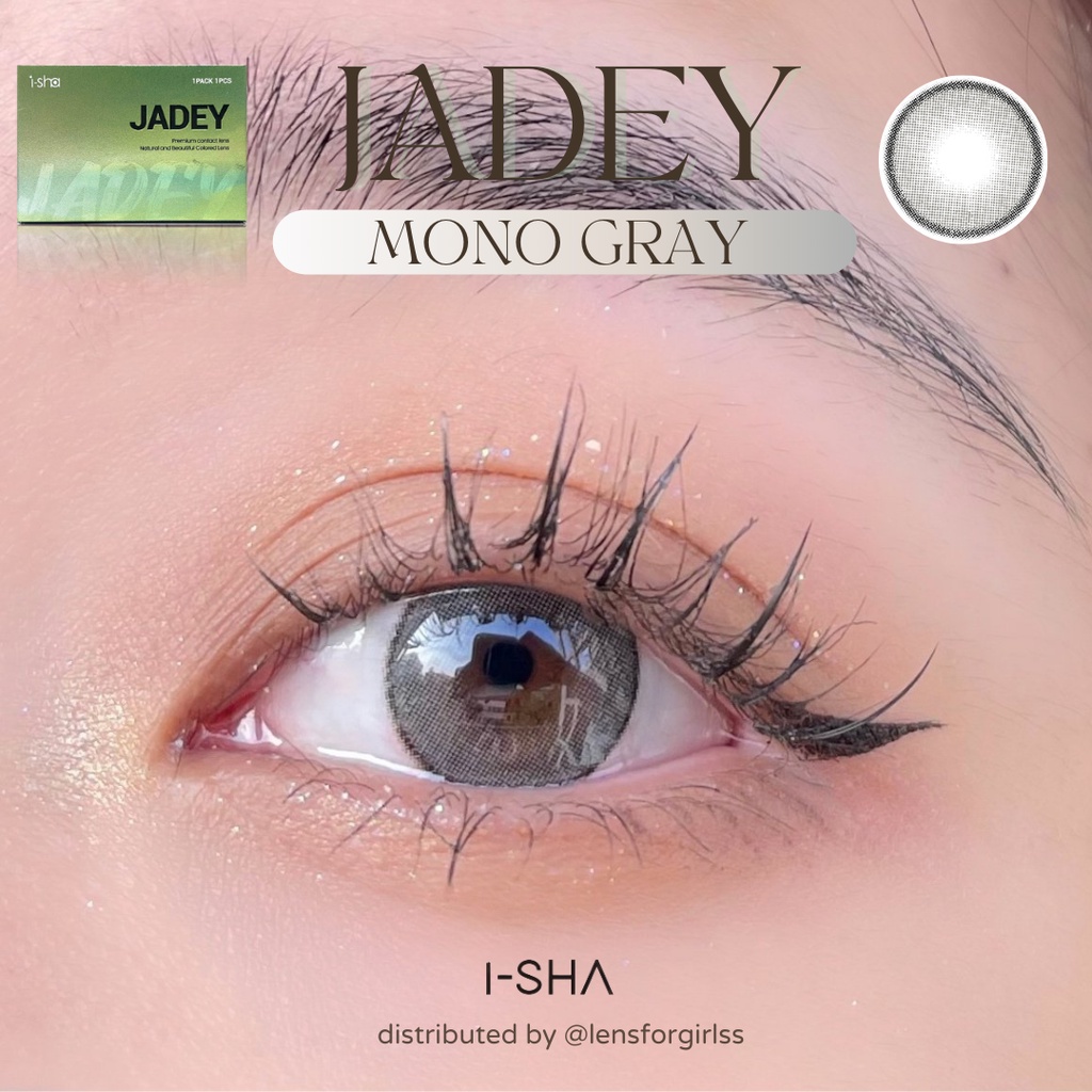 Lens hack mắt to có viền giãn tròng | Kính áp tròng Jadey Mono Gray chính hãng ISHA Made in Korea | Hsd 8-12 tháng