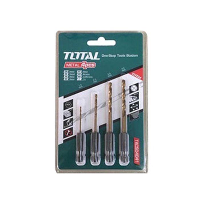 BỘ MŨI KHOAN KIM LOẠI ĐUÔI LỤC GIÁC 4 CHI TIẾT TOTAL TACSD4041