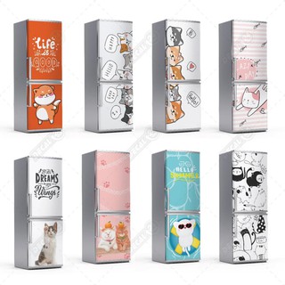 Decal dán tủ lạnh chuyên dụng siêu đẹp, Gia đình mèo Decor24h giấy dán tủ lạnh siêu bền nhiều mẫu cute