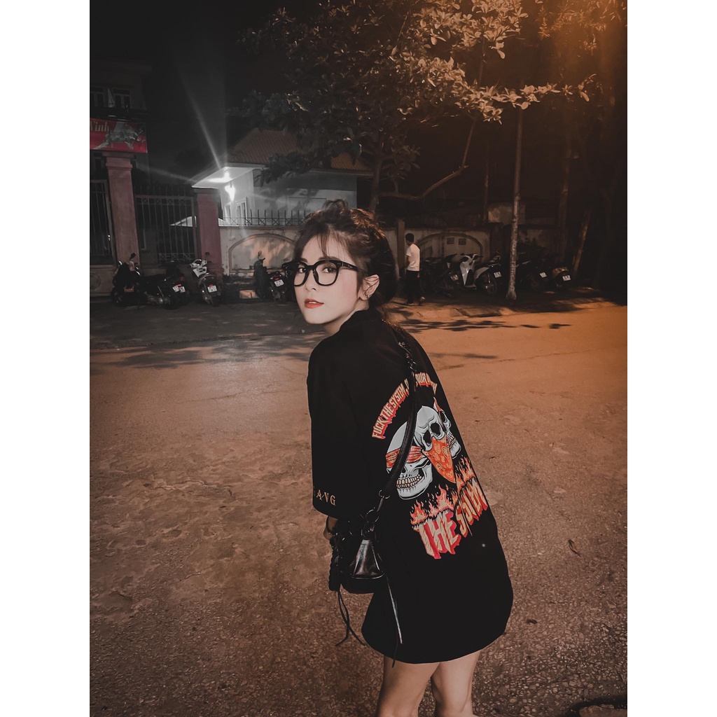 ÁO Thun Đầu Lâu Lửa Cotton co giãn 4 chiều Unisex