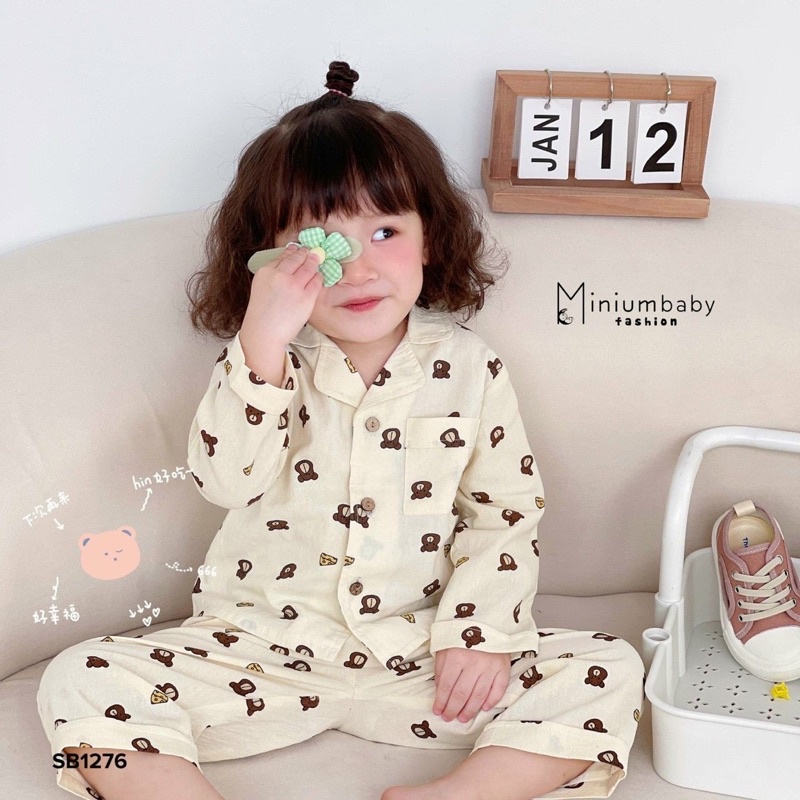 vải thô đũi mềm mát con gấu phô mai may đồ cho bé trai siêu chất