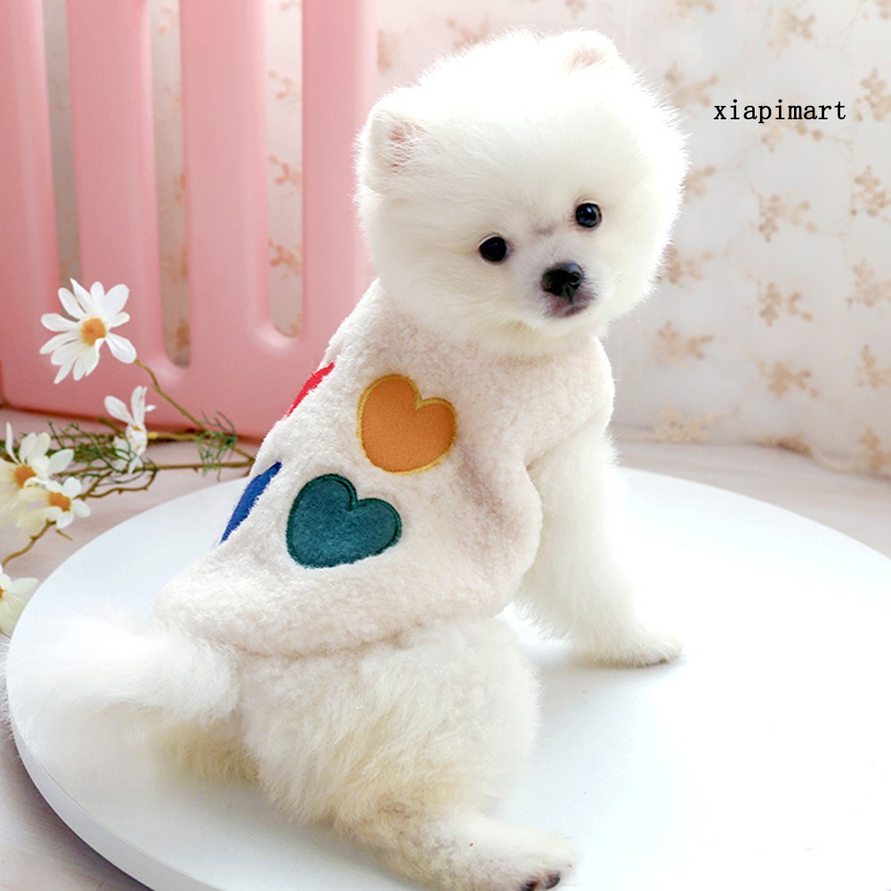 【Ready stock】Dog Heart Rainbow Pattern Stitching Jacket Pet Apparel Cat Comforting Clothes