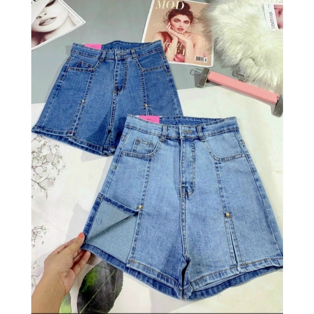 Quần short xẻ đùi chất vải Jeans co giãn hàng y hình + Clip chính chủ