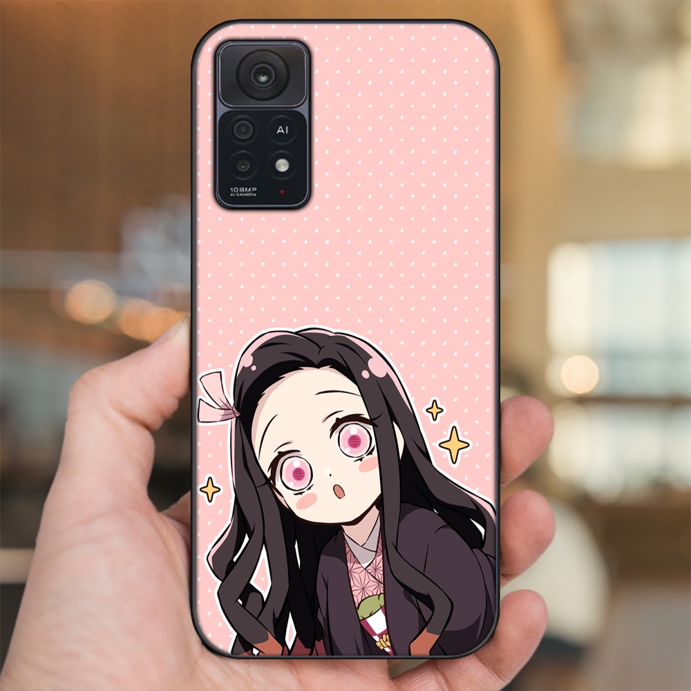 Ốp lưng Xiaomi Redmi Note 11 Pro 5G viền đen in hình Nezuko Kimetsu no Yaiba