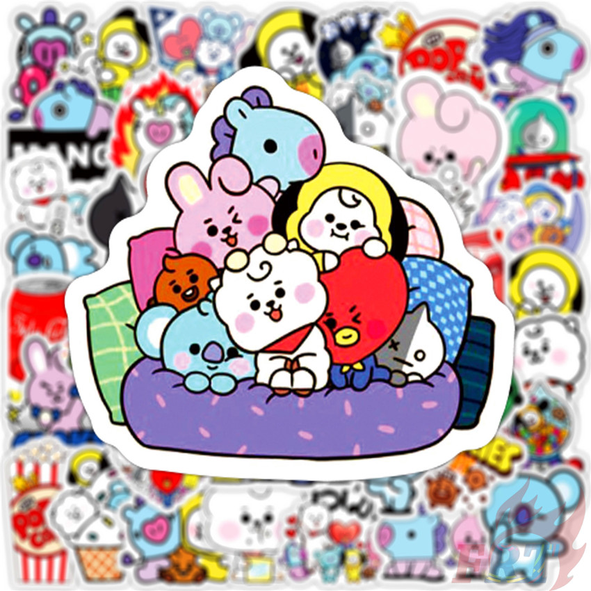 Set 50 Miếng Dán Trang Trí Phong Cách Nhóm Nhạc Bts Bt21 Series 04