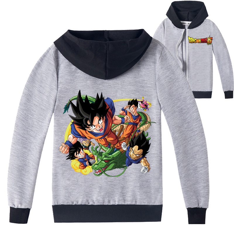 Áo Hoodie Tay Dài Có Khóa Kéo IN Hình Hoạt Hình Dragon ball Dành Cho Trẻ Em