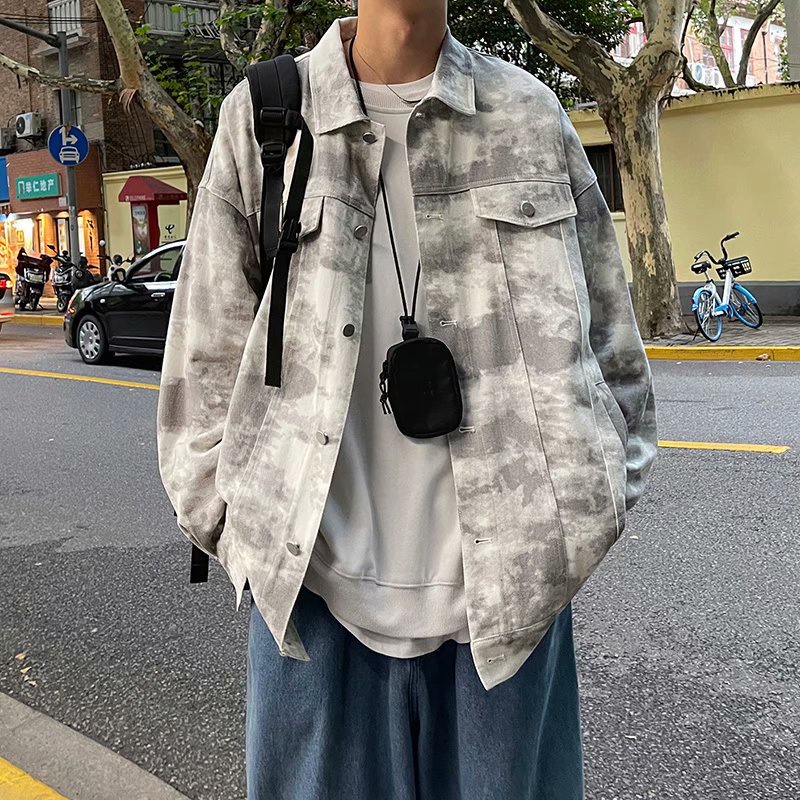 Áo Khoác Jean Nhuộm Màu Phong Cách Hip Hop Thời Trang Cho Nam