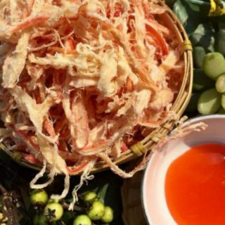 Mực xé sợi hấp nước dừa hủ pet 300gr