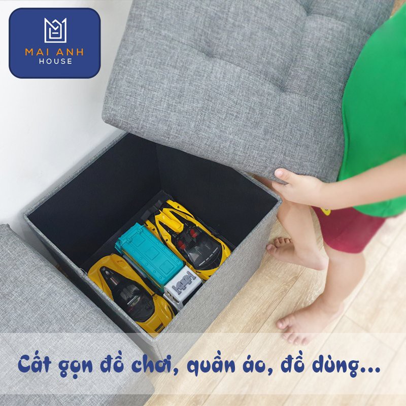 [HÀNG VN - LOẠI TỐT] Ghế vuông sofa kiêm hộp đựng đồ [2in1] chất vải Oxford 600D cao cấp Mai Anh House