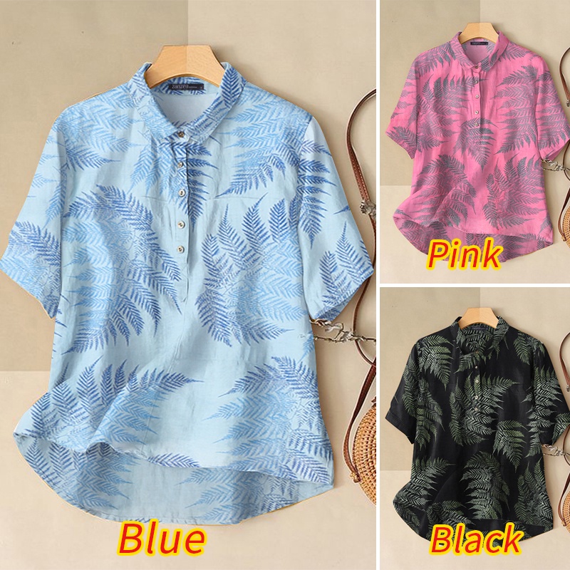 Áo Zanzea tay lửng dáng rộng in họa tiết phong cách vintage thích hợp cho nữ