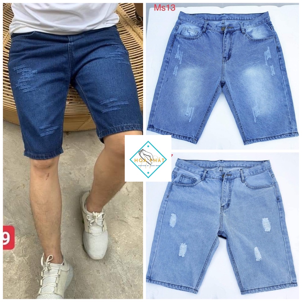 Quần sọt jeans nam short đùi xanh xước wash phong cách thời trang bụi bặm mẫu hót 2021 (44-99KG)