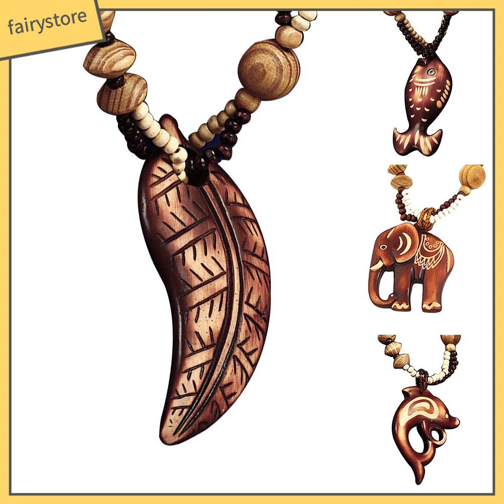 Dây Chuyền Mặt Gỗ Hình Động Vật / Cá / Voi / Cá Phong Cách Boho Dành Cho Nữ
