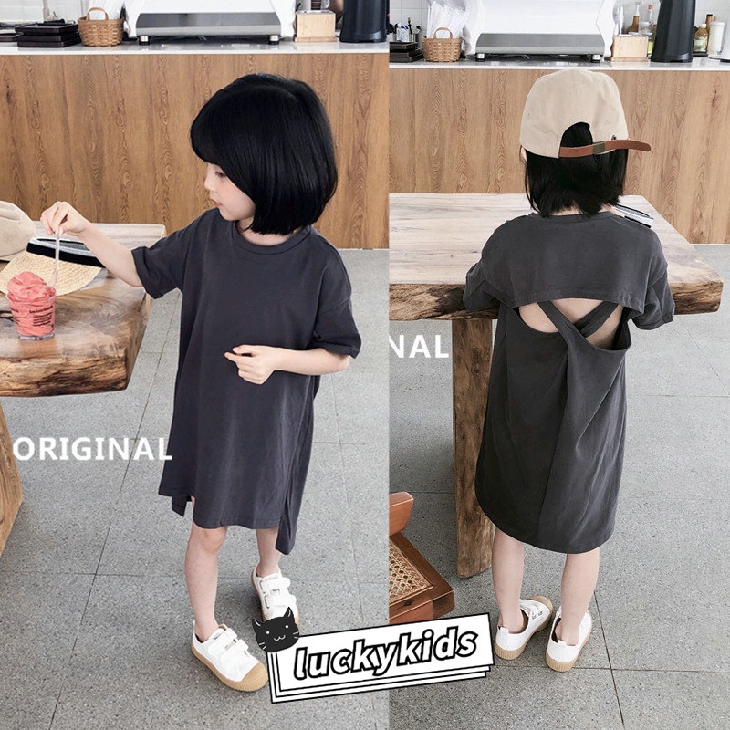 Đầm thun tay ngắn thời trang mùa hè dành cho bé gái