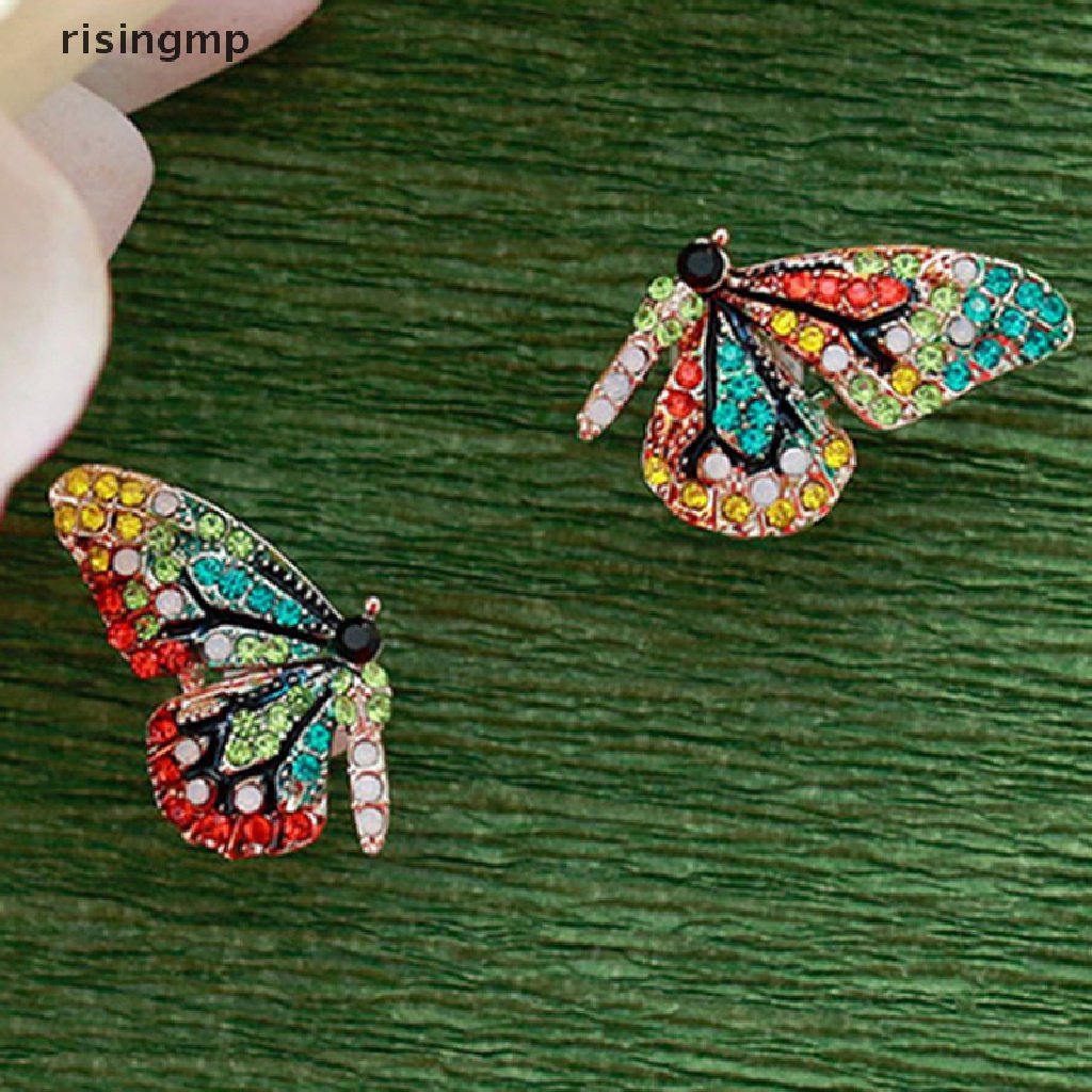 Bông Tai Hình Cánh Bướm Bằng Kim Loại Đính Đá Thời Trang Cho Nữ ♨Nóng Bỏng