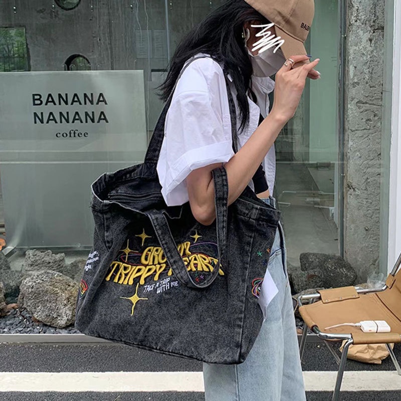Túi Xách Tote Vải denim Cỡ Lớn Thời Trang Nữ