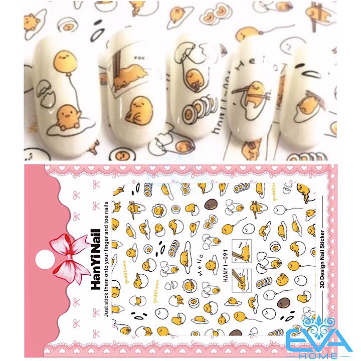Miếng Dán Móng Tay 3D Nail Sticker Hoạt Hình Trứng Lười Gudetana Hanyi 091
