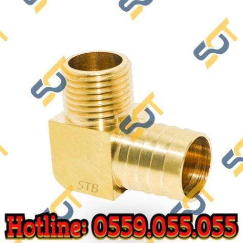 Co ren ngoài 1/2 (21) đuôi chuột nối ống mềm - Đồng thau (Brass airline fitting horse elbow connector, co RN 90 độ)