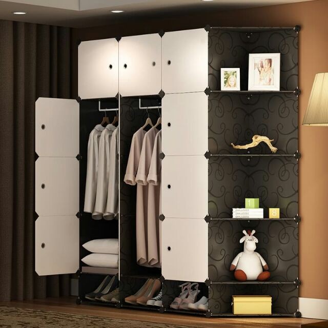 Tủ nhựa ghép 16 ô lớn tặng 4 ô dày đen size lớn