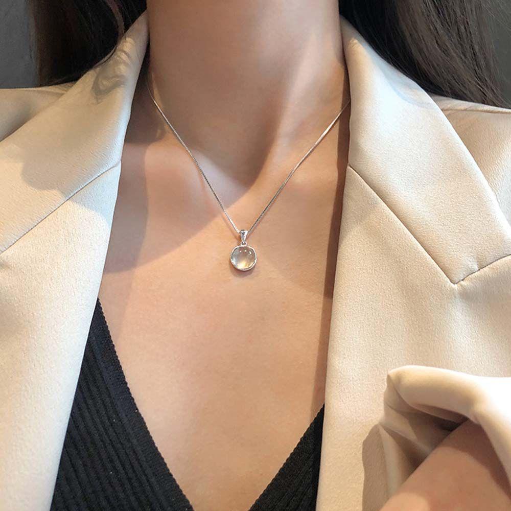 AROMA Vòng Cổ Choker Mặt Hình Học Màu Trắng Ngọt Ngào Đơn Giản Phong Cách Hàn Quốc Cho Nữ