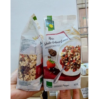Ngũ cốc giòn Socola Dâu hữu cơ Muehle 400g