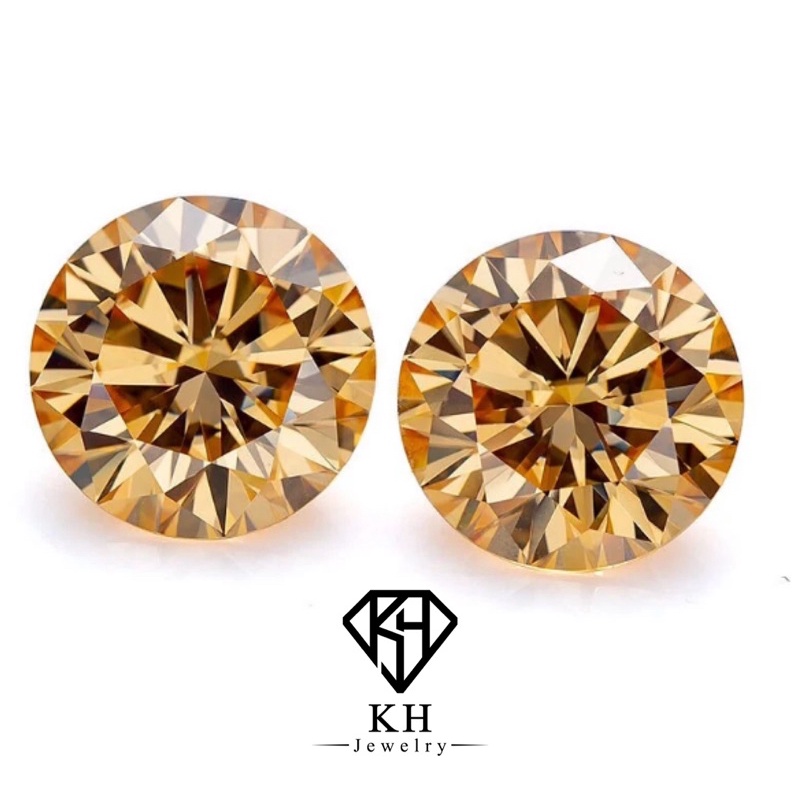 Xoàn nhân tạo Moissanite Màu Vàng Champagne Siêu đẹp 5mm-7,2mm