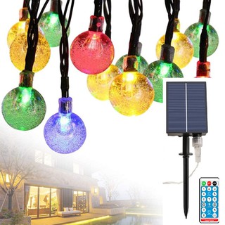 Đèn led dây năng lượng mặt trời quả cầu tuyết 30 bóng 6,5m 8 kiểu nháy 4 mức sáng