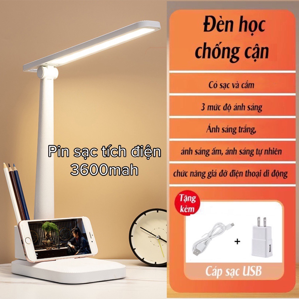 đèn led để bàn chống cận cảm ứng tích điện lên đến 30h cao cấp [ bảo hành 12 tháng ]