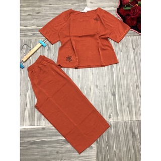 Đồ bộ trung niên nữ, đồ bộ cho mẹ 😍[FREESHIP]😍chất vải đũi, gãy thái, mềm mịn thấm mồ hôi, co giãn nhẹ size 50kg-- 75KG