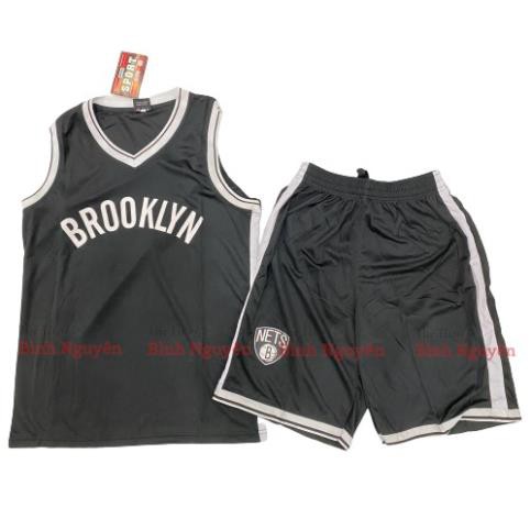 Bộ quần áo bóng rổ NBA Brooklyn Nets trơn không số hàng đẹp nam nữ vải mè thoáng mát thấm mồ hôi tốt  ྇