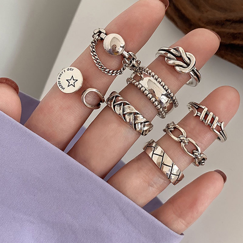 Nhẫn Mở Hình Trái Tim Màu Đen Phong Cách Cổ Điển Cho Nữ