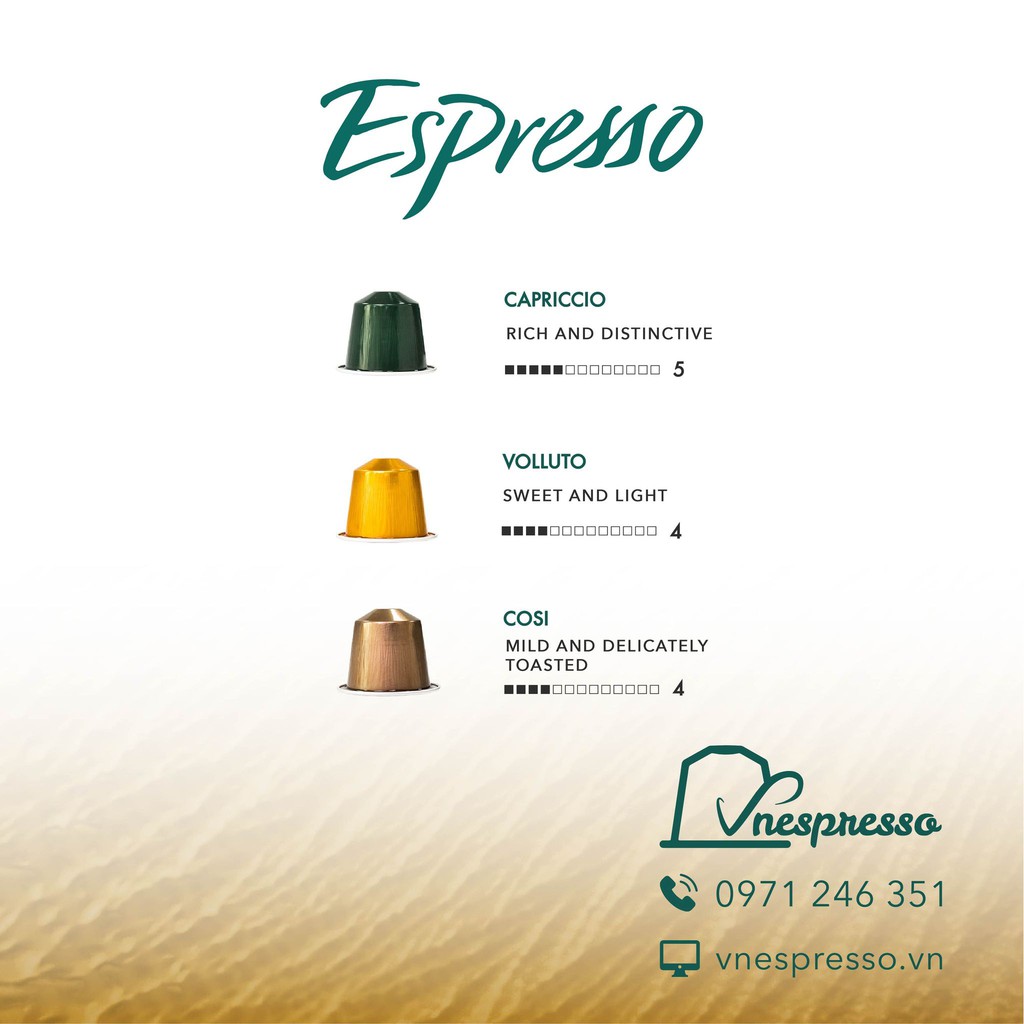 Viên nén cà phê Nespresso - Dòng cà phê ESPRESSO - hộp 10 viên
