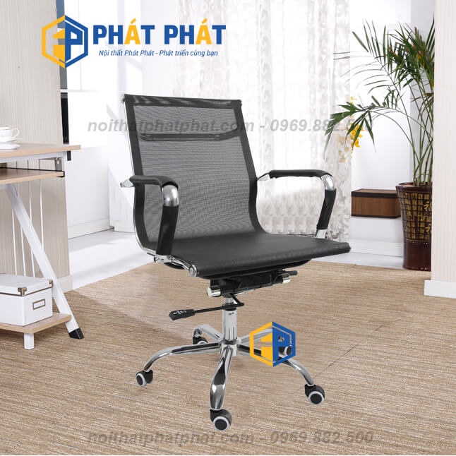 Ghế xoay lưới Phát Phát lưng ngắn, ghế xoay văn phòng, làm việc tại nhà chính hãng - GL203