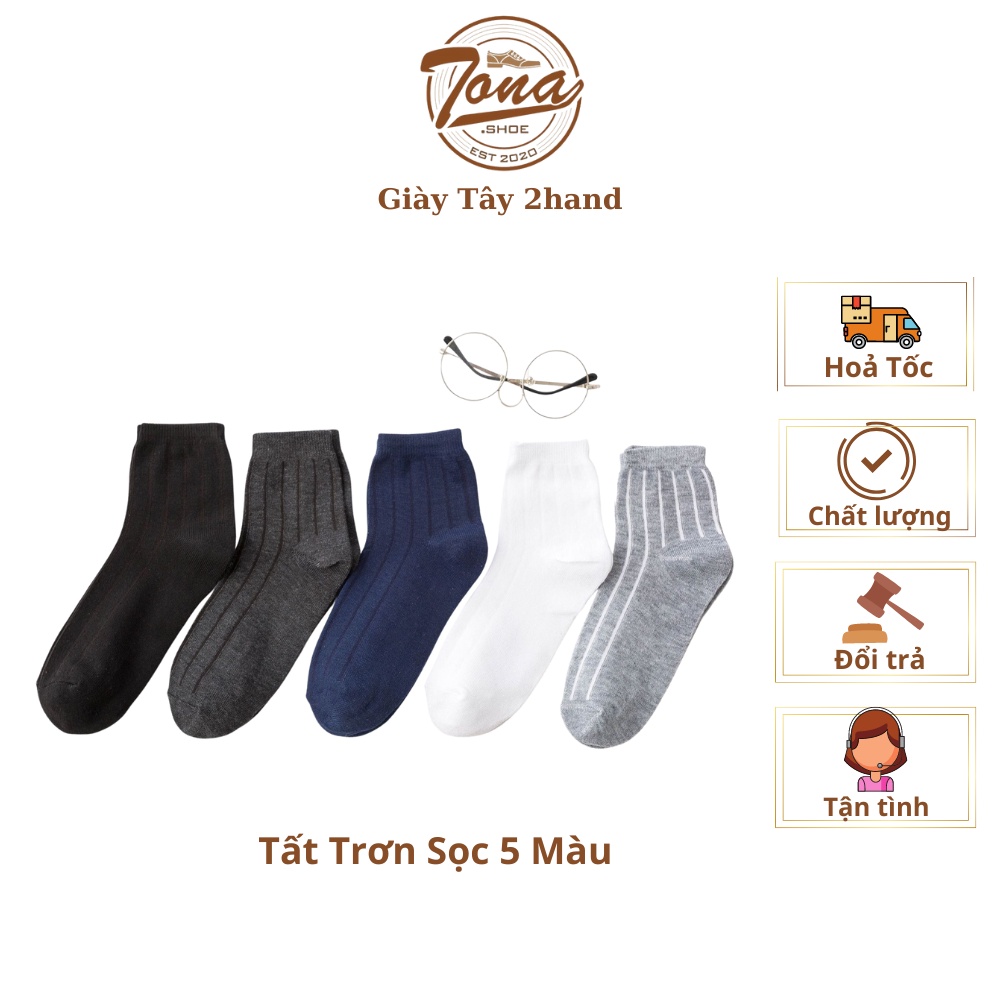 [Tonashoe] Tất Lửng Trơn Họa Tiết Sọc Đủ 5 Màu