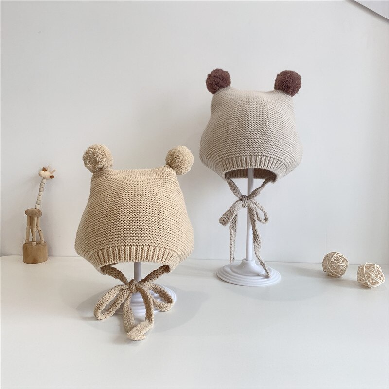 Mũ Beanie Dệt Kim Mềm Mại Giữ Ấm Mùa Thu Đông Cho Bé