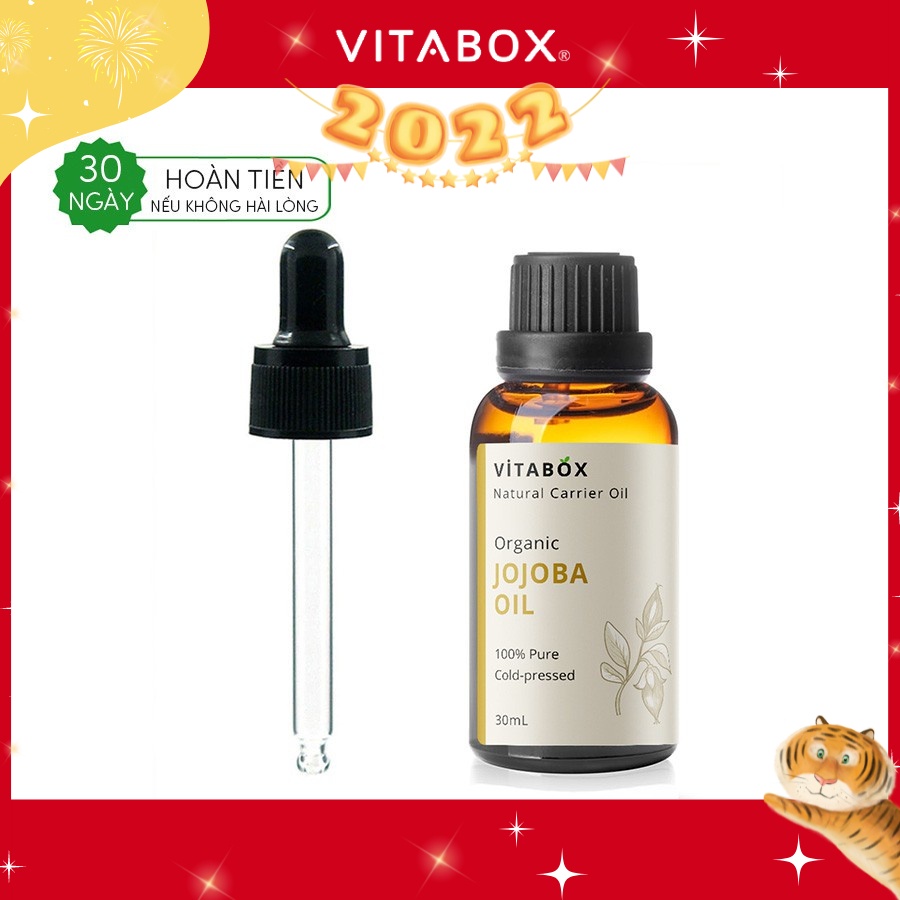 Dầu Jojoba hữu cơ ép lạnh VITABOX 100% thiên nhiên nguyên chất - Pure Organic Carrier Oil